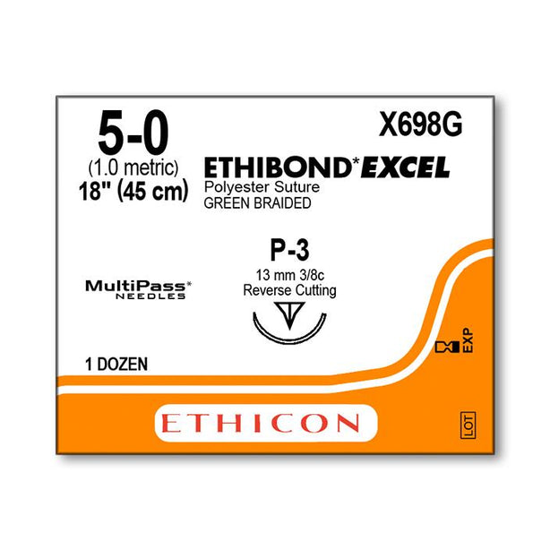 ETHICON Ethicon Ethibond Excel Polyester Sutures X698G 12 Each - MDL-ETHX698G