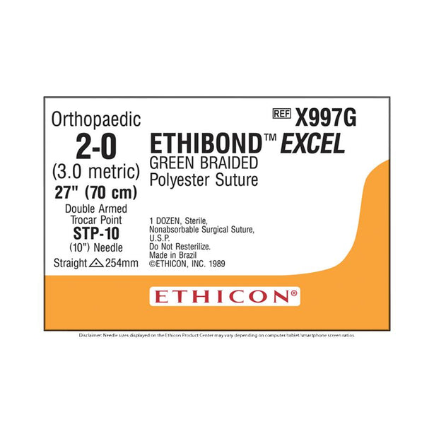 Ethicon Trocaar Point Ethibond Excel Non-Absorbable Sutures X997G - 12.0 Each - MDL-ETHX997GBX