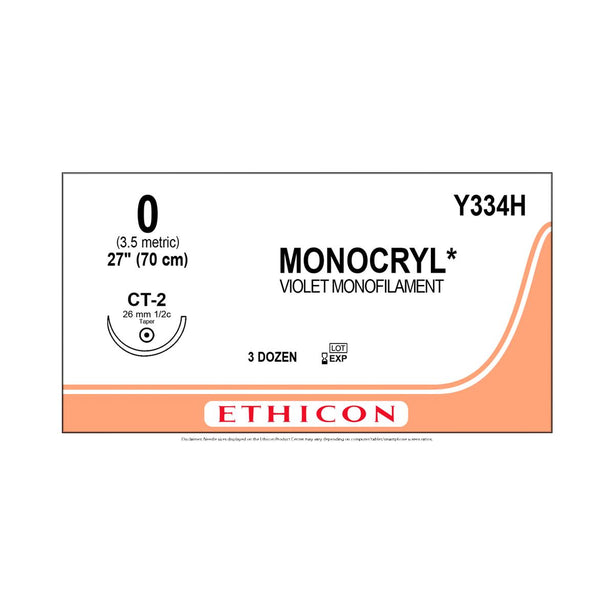 ETHICON Monocryl Absorbable Sutures Y334H 36 Each-MDL-ETHY334H
