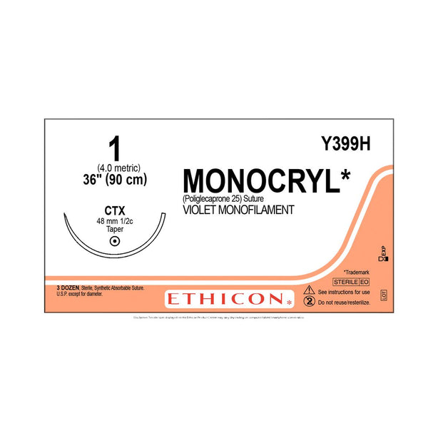ETHICON Monocryl Absorbable Sutures Y399H 36 Each-MDL-ETHY399H