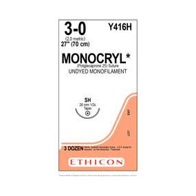 ETHICON Monocryl Absorbable Sutures Y416H 36 Each-MDL-ETHY416H