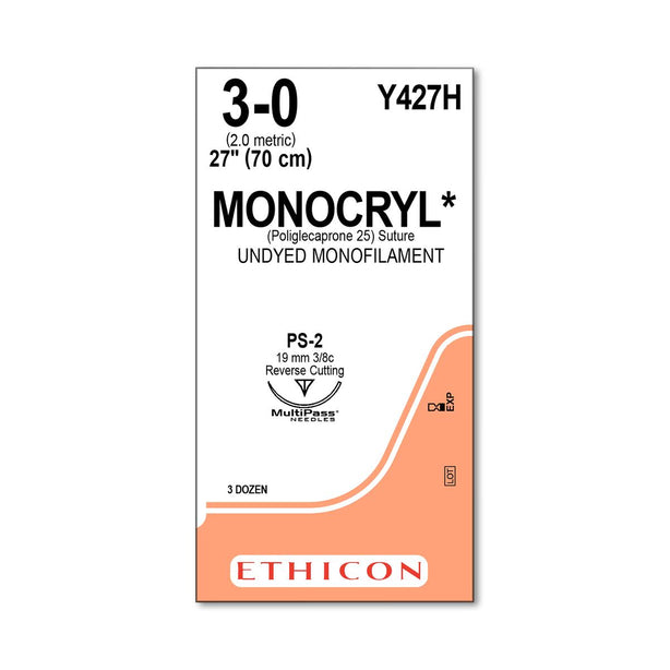 Ethicon Precision Point Monocryl Synthetic Absorbable Sutures Y427H - 36.0 Each