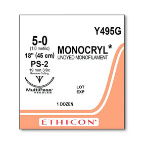 Ethicon Precision Point Monocryl Synthetic Absorbable Sutures Y495G - 12.0 Each