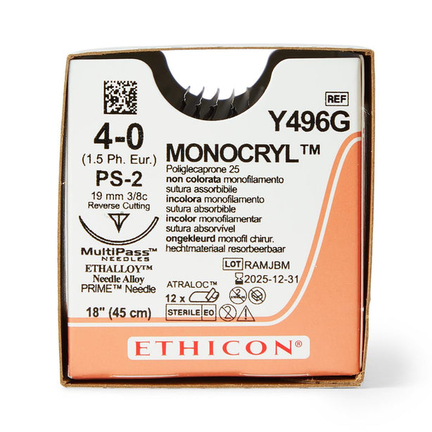 Ethicon Precision Point Monocryl Synthetic Absorbable Sutures Y496G - 12.0 Each
