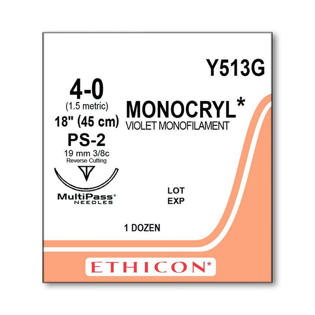 Ethicon Precision Point Monocryl Synthetic Absorbable Sutures Y513G - 12.0 Each