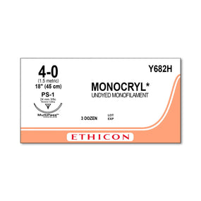 Ethicon Precision Point Monocryl Synthetic Absorbable Sutures Y682H - 36.0 Each