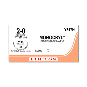 Tapercut Monocryl Absorbable Sutures - Y817H - 36 Each - MDL-ETHY817H