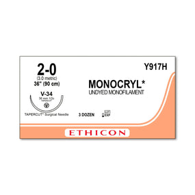 Tapercut Monocryl Absorbable Sutures - Y917H - 36 Each - MDL-ETHY917H
