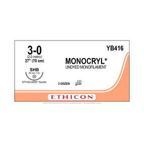 Monocryl Undyed Monofilament Sutures - YB416 - 36 Each - MDL-ETHYB416