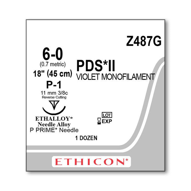 ETHICON PDS II Absorbable Monofilament Sutures Z487G 12 Each - MDL-ETHZ487G