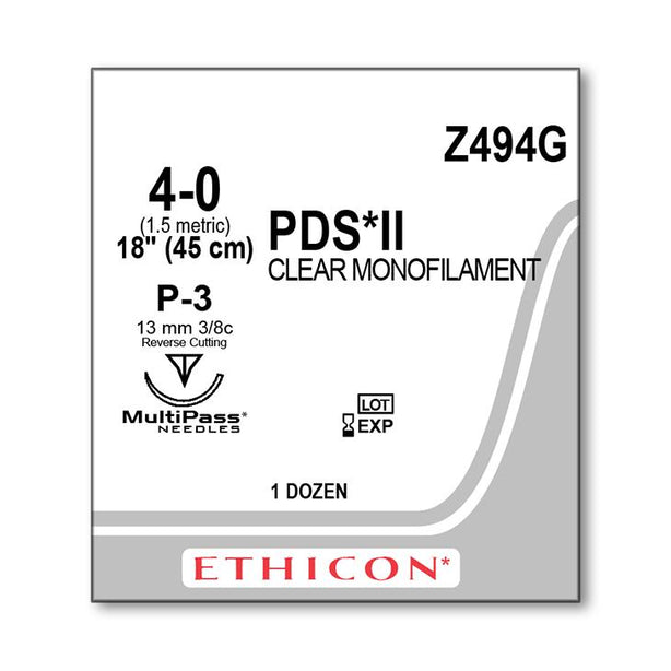 ETHICON PDS II Absorbable Monofilament Sutures Z494G 12 Each - MDL-ETHZ494G