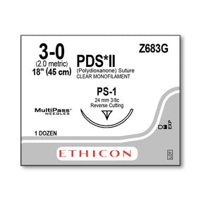 ETHICON PDS II Absorbable Monofilament Sutures Z683G 12 Each - MDL-ETHZ683G