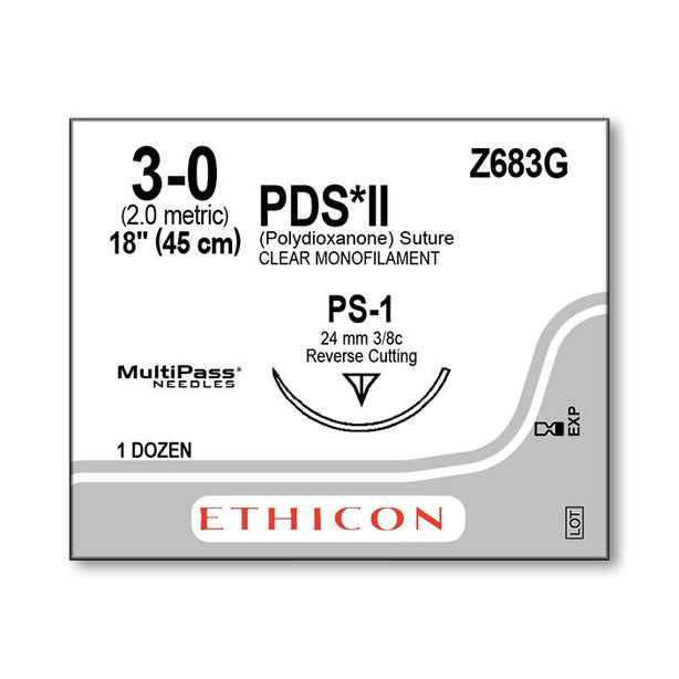 ETHICON PDS II Absorbable Monofilament Sutures Z683G 12 Each - MDL-ETHZ683G