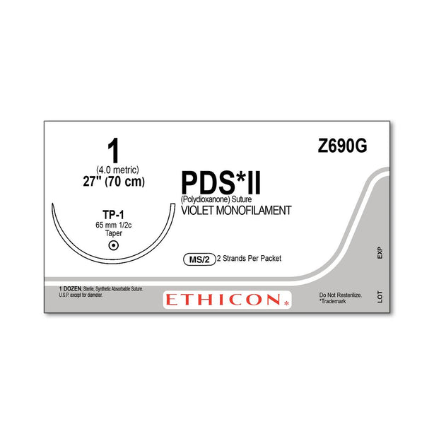 ETHICON Taper Point PDS II Absorbable Sutures Z690G 12 Each-MDL-ETHZ690G