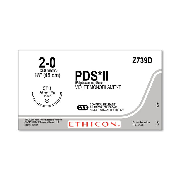 ETHICON Taper Point PDS II Absorbable Sutures Z739D 12 Each-MDL-ETHZ739D