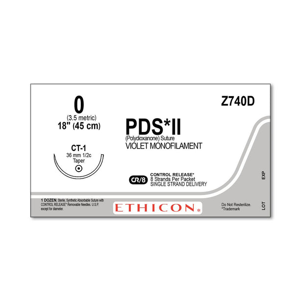 ETHICON Taper Point PDS II Absorbable Sutures Z740D 12 Each-MDL-ETHZ740D