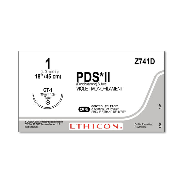 ETHICON Taper Point PDS II Absorbable Sutures Z741D 12 Each-MDL-ETHZ741D