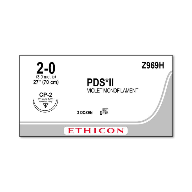 ETHICON Reverse Cutting PDS II Absorbable Sutures Z969H 36 Each-MDL-ETHZ969H