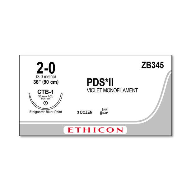 ETHICON Ethiguard PDS II Absorbable Sutures ZB345 36 Each - MDL-ETHZB345