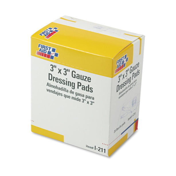 First Aid Only Sterile in Dispenser Box I-211 Gauze Dressing Pads, 3" x 3" - MDL-FAOI211 - 10 Each