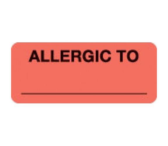 Allergic Label, Fluorescent Red, 2-1/4" x 15/16", Allergies - 50712 - 500 Each