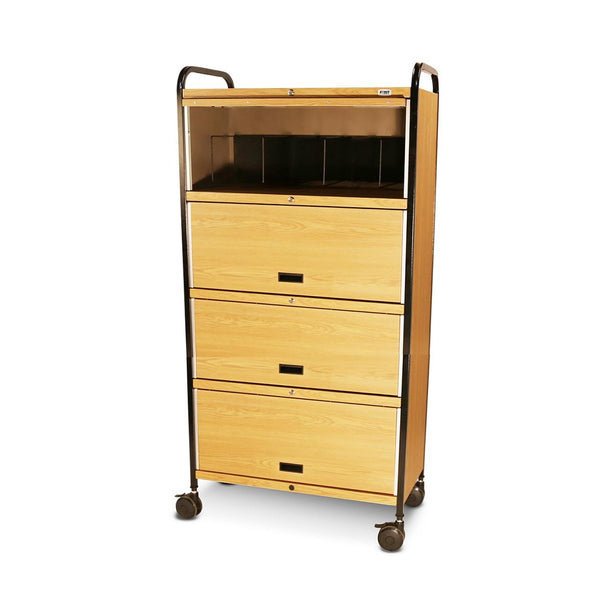 First R02435F-00 Mov-it Elite Chart Rack Privacy Cart with 4 Shelves, Oak, Medium - MDL-FHPR02435F00 - 1 Each