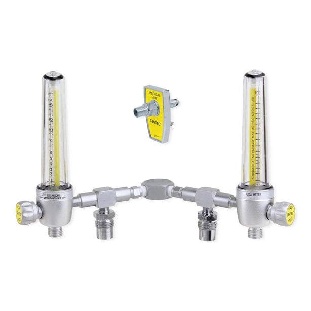 Genstar Technologies Co Dual-Air Aluminum Dual Air Flowmeter, 0-15 LPM, Med - FMD187A15CH2P