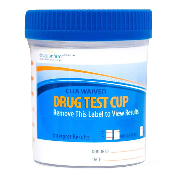 Confirm Biosciences Multi-Drug Urine Screen Test Cup, 16-Panel for AMP, BAR, BUP, BZO, COC, EDDP, mAMP, MET, MOP, MDMA, MTD, THC, OXY, PPX, PCP, TCA, and Adulterants, with 6 Specimen Validity Tests - HE-CUPB-6165A6PR - 25 Each