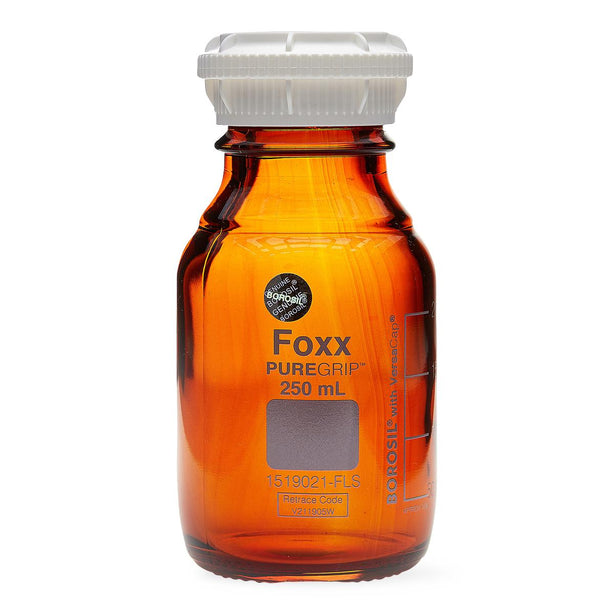 Foxx Life Sciences 1519021-FLS PUREGRIP Amber Reagent Bottle with GL45 Screw Cap, 250 mL - MDL-FXX1519021FLS - 10 Each