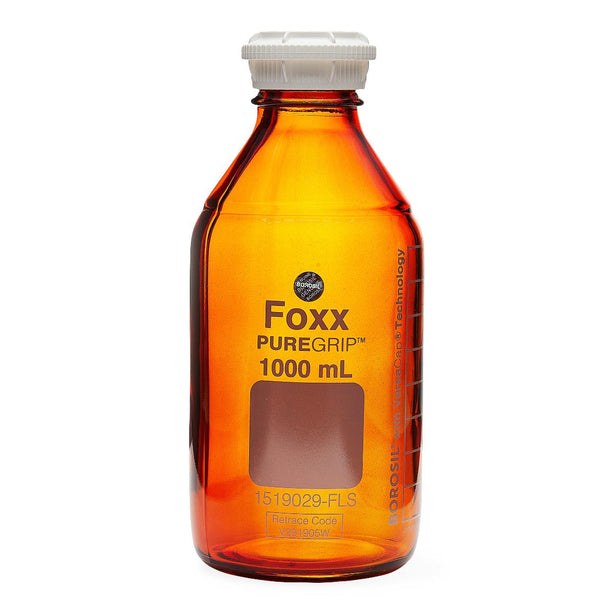 Foxx Life Sciences 1519029-FLS PUREGRIP Amber Reagent Bottle with GL45 Screw Cap, 1000 mL - MDL-FXX1519029FLS - 10 Each
