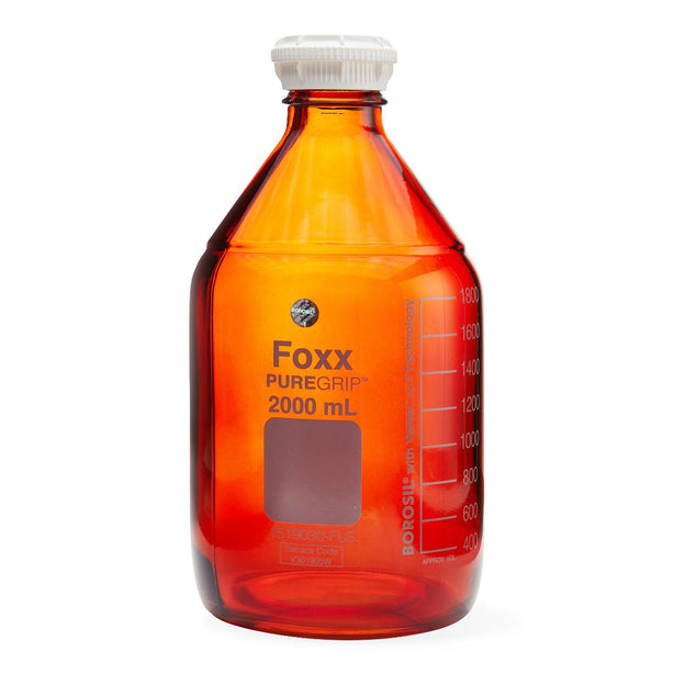 Foxx Life Sciences 1519030-FLS PUREGRIP Amber Reagent Bottle with GL45 Screw Cap, 2000 mL - MDL-FXX1519030FLS - 10 Each
