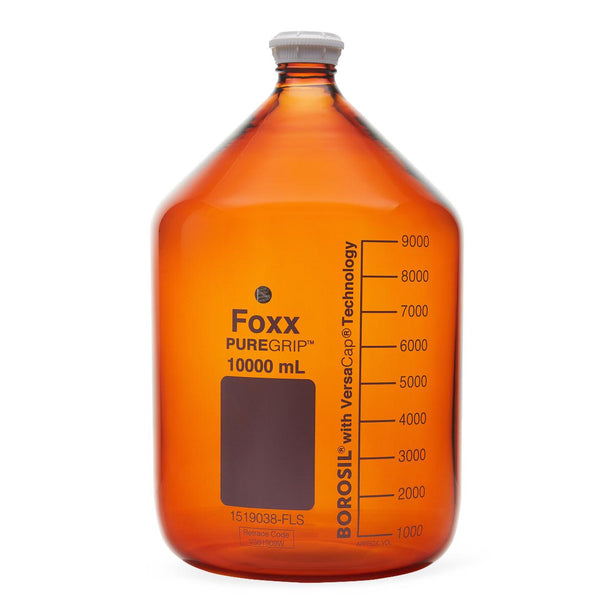 Foxx Life Sciences 1519038-FLS PUREGRIP Amber Reagent Bottle with GL45 Screw Cap, 10,000 mL - MDL-FXX1519038FLS - 1 Each