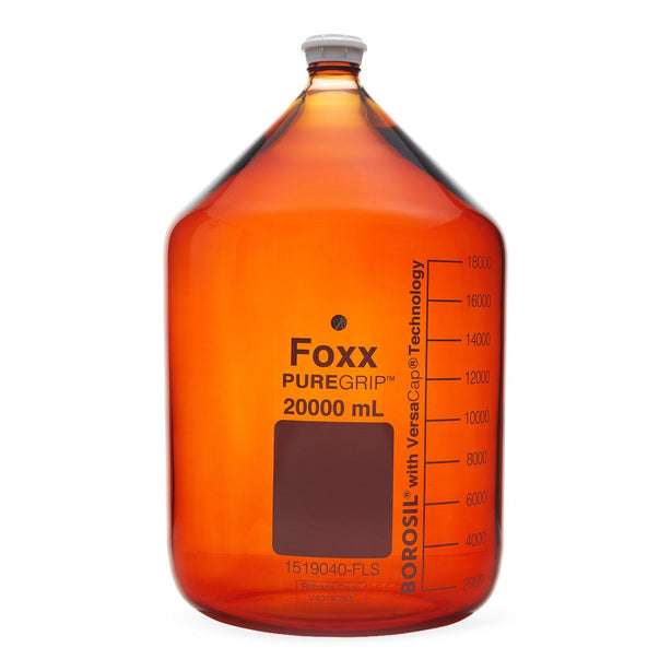 Foxx Life Sciences 1519040-FLS PUREGRIP Amber Reagent Bottle with GL45 Screw Cap, 20,000 mL - MDL-FXX1519040FLS - 1 Each