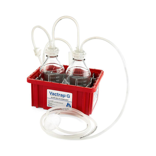 Foxx Life Sciences Glass-Bottle Vactrap G Glass Bottle Waste Containment System, Red Bin, GL45 Cap with 1/4" Inner Dia. Tubing, Two 1 L Bottles - 30R-1101-FLS - 1 Each