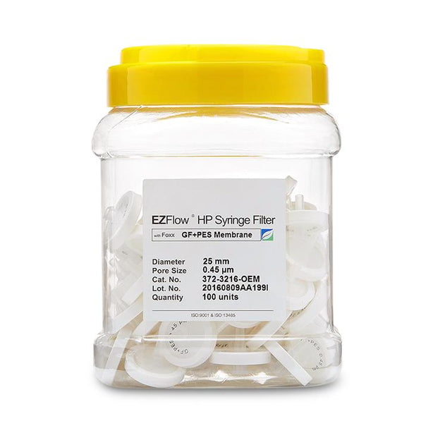 Foxx Life Sciences Filters EZFlow Glass Fiber and PES Syringe, 0.45 µm, 25 mm - 372-3216-OEM - 100 Each