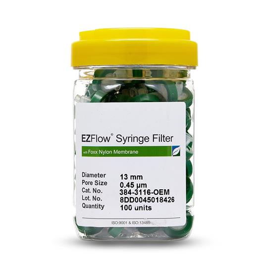 Foxx Life Sciences EZFlow Nylon Syringe Filter, 0.45 µm, 13 mm - 384-3116-OEM - 100 Each