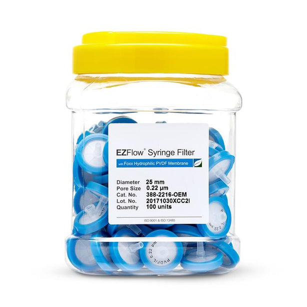 Foxx Life Sciences EZFlow Hydrophilic PVDF Syringe Filters 388-2216-OEM - 100.0 Each