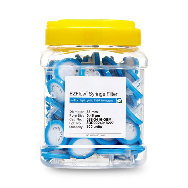 Foxx Life Sciences EZFlow Hydrophilic PVDF Syringe Filters 388-3416-OEM - 100.0 Each