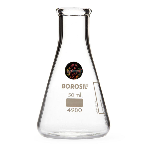 Borosil Narrow Mouth Erlenmeyer Flasks - 4980012 - 100 Each - MDL-FXX4980012