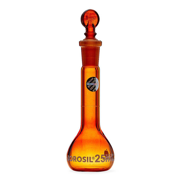 Foxx Life Sciences Borosilicate Amber Wide Neck Volumetric Flasks 5657009A - 5.0 Each - MDL-FXX5657009A