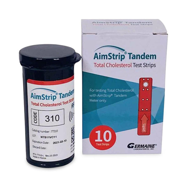 Germaine Laboratories AimStrip Tandem Total Cholesterol Test Strips, 10 per Pack - 77310 - 10 Each
