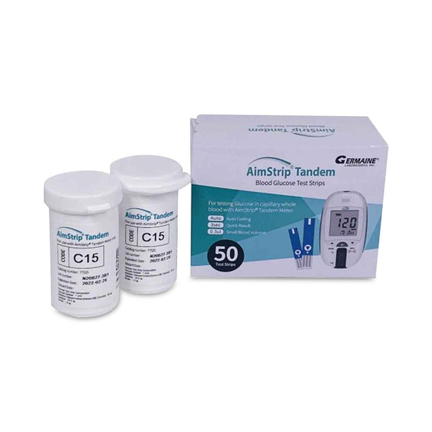 Germaine Laboratories AimStrip Tandem Glucose Test Strips, 50 per Pack - 77550 - 50 Each