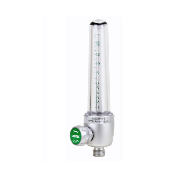 Genstar Technologies CO Dual-Oxygen Aluminum Dual Oxygen Flowmeter, 0-15 Lpm, with Power Take Off, British Standard Adapter - FMD197A-15L-BSP - 1 Each