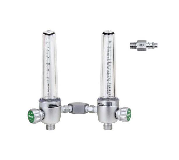 Genstar Technologies Co Dual-Oxygen Oxygen Dual Flowmeter, Brass, 15 LPM, G Puritan Bennett - GFMD197B15LPB