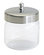 GRAHAM-FIELD Unlabeled Standard Glass Dressing Jar with Polished Aluminum Cover, 3" H x 3" D, 1/4 Quart Capacity - 3460 - 12 Each