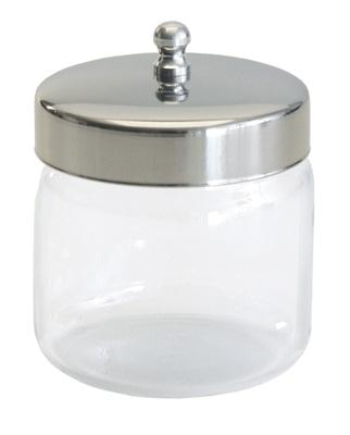 GRAHAM-FIELD Unlabeled Standard Glass Dressing Jar with Polished Aluminum Cover, 3" H x 3" D, 1/4 Quart Capacity - 3460 - 12 Each