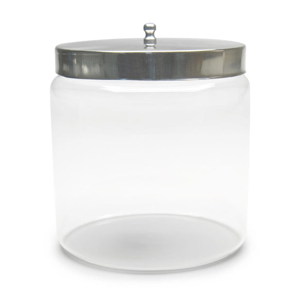 GRAHAM-FIELD Unlabeled Standard Glass Dressing Jar with Polished Aluminum Cover, 5" H x 5" D, 1-1/2 Quart Capacity - 3462 - 6 Each