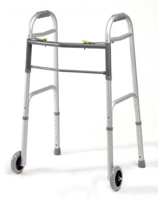 Graham-Field 616370A-4 Dual-Release Folding Walker with 5" Wheels and 4" Folding Depth, Junior Size - MDL-GHF616370A4 - 4 Each