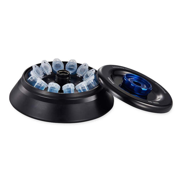 Globe Scientific Standard Microcentrifuge Rotor with Lid, for use with GCM-24 Series High Speed Micro Centrifuges, Aluminum Alloy, Fixing Clips and O-Ring, 15000rpm max, 12-Place for 5mL Conical Bottom Tubes - GCM-24-5ML - 1 Each