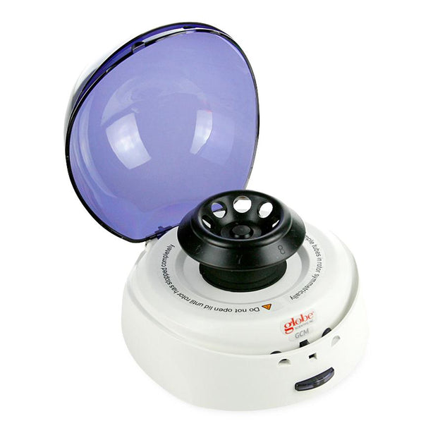 Globe Scientific GCM Centrifuge, Mini, 8-Place, 7000rpm Fixed Speed, 120v, 60Hz, US Plug, Blue Lid (Includes 8-Place Rotor for 1.5mL/2.0mL Tubes, 2 x 8 Place Rotor for PCR Tubes / Strips and both Sleeves) - GCM-B - 1 Each